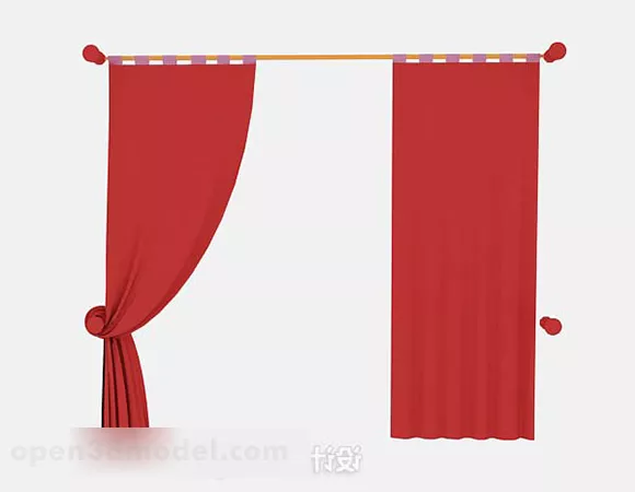 Red Simple Curtain 3d model Red Simple Curtain 3d model