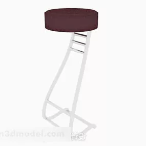 Red Wood Simple High Bar Stool 3d model