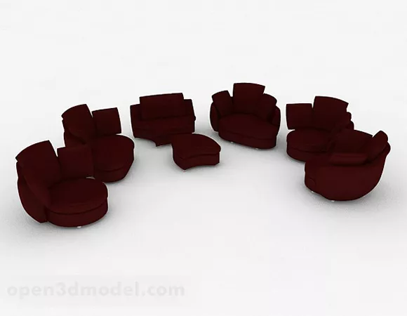 Red Single Sofa Combination Furniture 3d model Red Single Sofa Combination Furniture 3d model