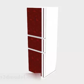 Red Three Door Refrigerator 3d model