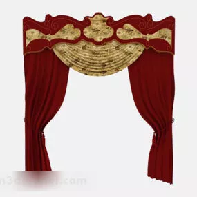 Red Vintage Gorgeous Curtain 3d model