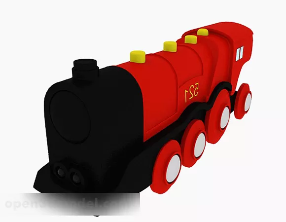 Red Vintage Locomotive Toy 3d model Red Vintage Locomotive Toy 3d model