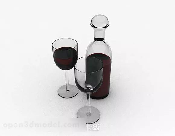 Red Wine Glass Set 3d model Red Wine Glass Set 3d model