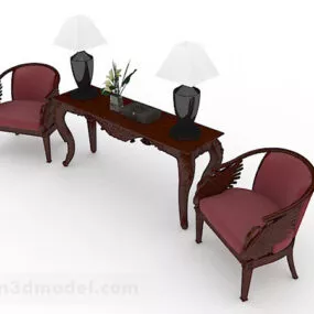 Red Wooden Home Chair 3d model
