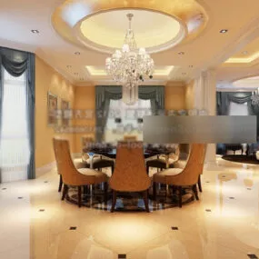Round Ceiling Luxury Restaurant Interior 3d model