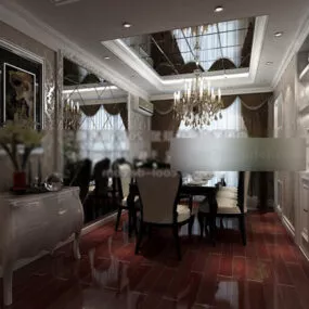 Classic Chair Dinning Room Interior 3d model