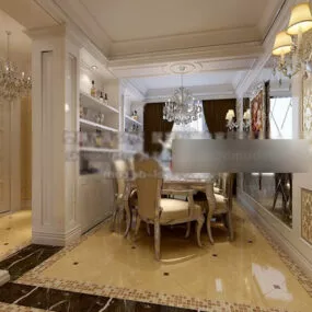 Retro Dinning Room Interior 3d model