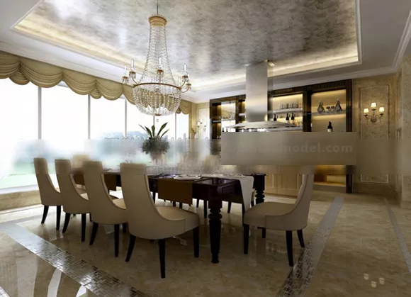 Home Villa Classic Dinning Table Interior 3d model Home Villa Classic Dinning Table Interior 3d model