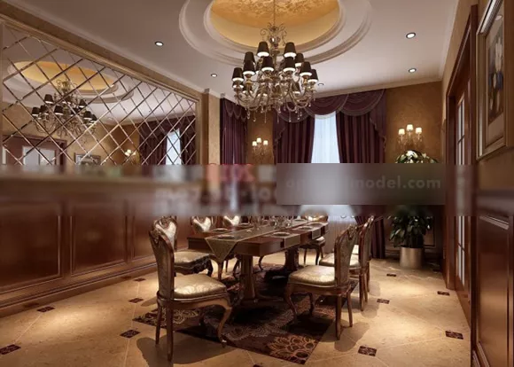 Classic Vip Room Restaurant Design Interior 3d model Classic Vip Room Restaurant Design Interior 3d model
