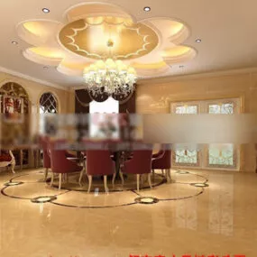 Antique Furniture Dinning Room Design Interior 3d model
