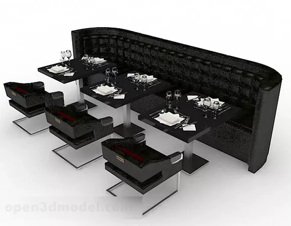 Restaurant Black Dining Table Chairs 3d model Restaurant Black Dining Table Chairs 3d model