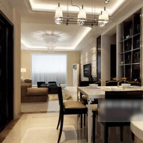 Apartment Dinning Space Cabinet Interior 3d model