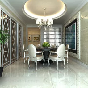Restaurant Shaped Ceiling Interior 3d model