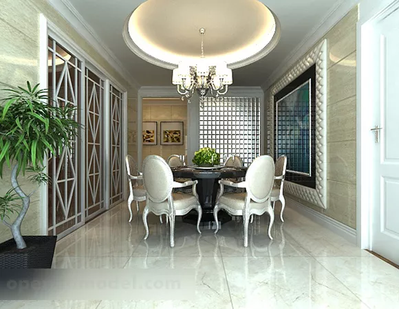 Restaurant Shaped Ceiling Interior 3d model Restaurant Shaped Ceiling Interior 3d model