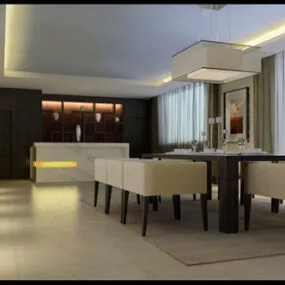 Restaurant Tables And Chairs Interior 3d model
