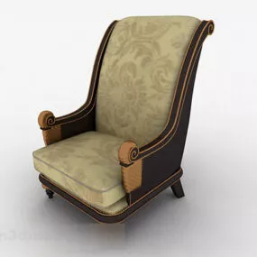 Retro Brown Single Sofa Furniture Design 3d model