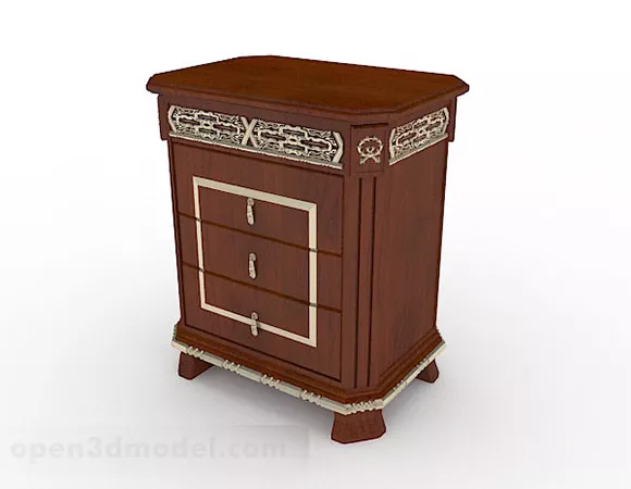 Retro Brown Wooden Bedside Table 3d model Retro Brown Wooden Bedside Table 3d model