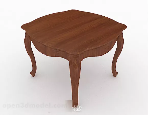 Retro Brown Wooden Dining Table 3d model Retro Brown Wooden Dining Table 3d model