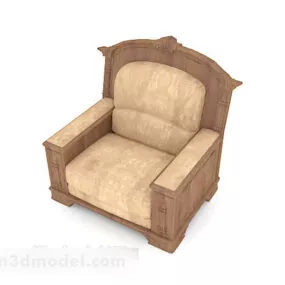 Retro Brown Wooden Single Sofa 3d model