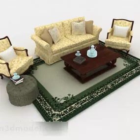 Retro Home Yellow Combination Sofa 3d model