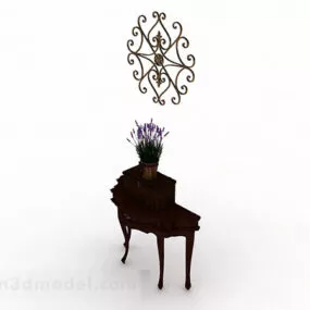 Retro Console Table With Decoration 3d model