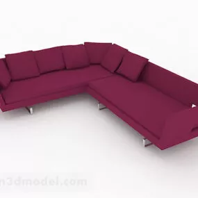 Rose Red Fabric Multi-seats Sofa Furniture 3d model