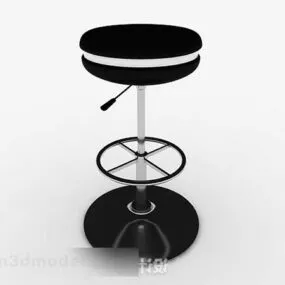 Round Black Casual High Stool 3d model
