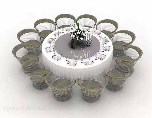 Round Wedding Party Table Chair 3d model Round Wedding Party Table Chair 3d model