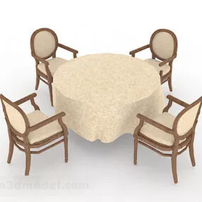 Round Dining Table And Chairs V1 3d model