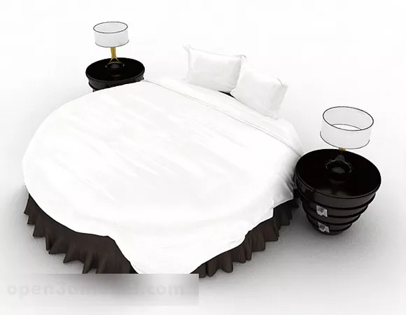 Round Double Bed 3d model Round Double Bed 3d model