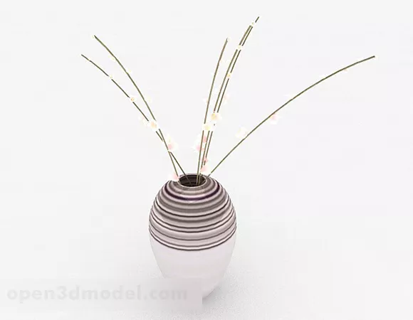 Round Striped Ceramic Vase 3d model Round Striped Ceramic Vase 3d model