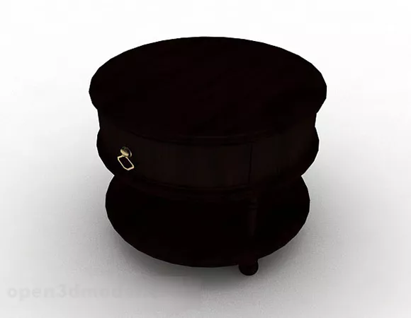 Round Wooden Bedside Table 3d model Round Wooden Bedside Table 3d model