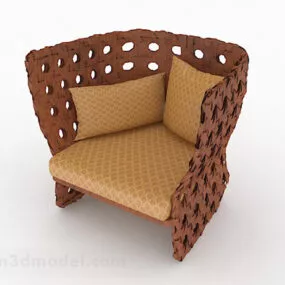 Rural Brown Antique Single Armchair 3d model