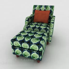 Rural Green Plaid Single Sofa 3d model