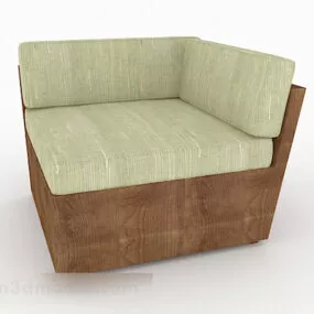 Rural Green Wooden Single Sofa Furniture 3d model
