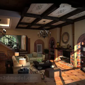 Rural Living Room Interior 3d model