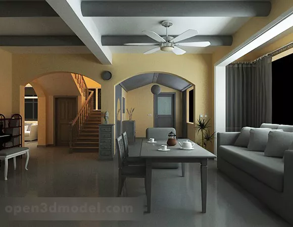 Rural Living Room Design Interior 3d model Rural Living Room Design Interior 3d model