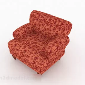 Rural Pattern Fabric Single Armchair 3d model