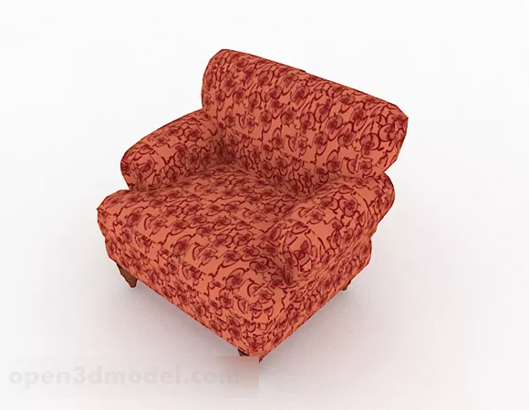 Rural Pattern Fabric Single Armchair 3d model Rural Pattern Fabric Single Armchair 3d model