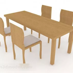 Rural Simple Dining Table And Chair Furniture 3d model