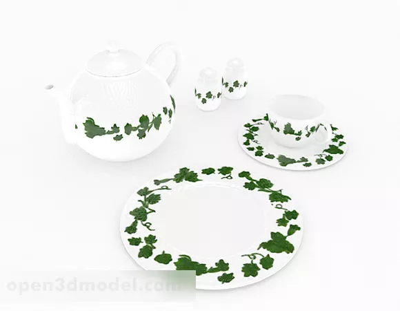 Rural Design Ceramic Tea Set 3d model Rural Design Ceramic Tea Set 3d model