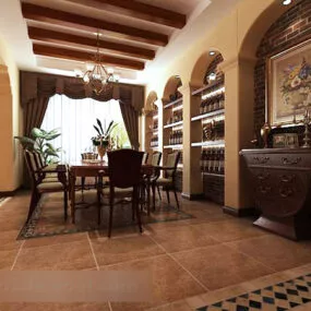 Rural Style Restaurant Ceiling Interior 3d model