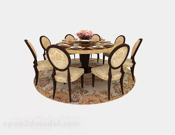 Rural Style Dining Table 3d model Rural Style Dining Table 3d model