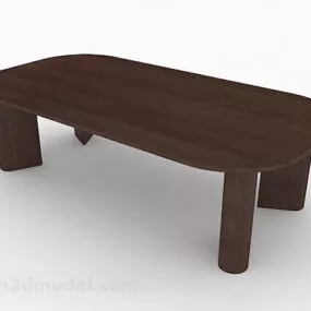 Rural Wooden Brown Dining Table Furniture 3d model