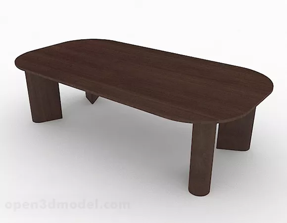 Rural Wooden Brown Dining Table Furniture 3d model Rural Wooden Brown Dining Table Furniture 3d model