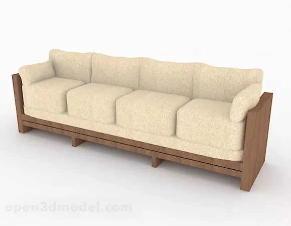 Wooden Brown Multi-seats Sofa Furniture 3d model Wooden Brown Multi-seats Sofa Furniture 3d model