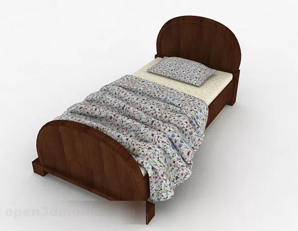 Rural Wooden Single Bed Furniture Design 3d model Rural Wooden Single Bed Furniture Design 3d model