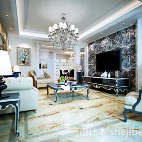 Rustic Living Room Interior 3d model