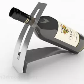 Silver Single Metal Wine Rack 3d model