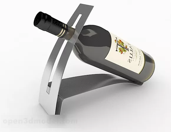 Silver Single Metal Wine Rack 3d model Silver Single Metal Wine Rack 3d model